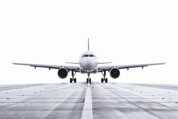 Obraz premium A commercial airliner sits on the tarmac, ready for takeoff or landing