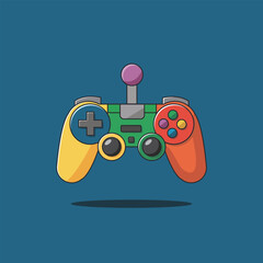 Joystick Game Console Vector Icon Illustration. Colorful Video Game Controller Icon Concept White Isolated. Flat Cartoon Style