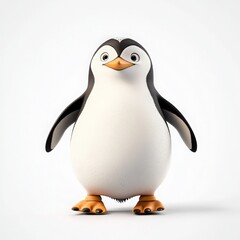 Fototapeta premium Cute cartoon penguin character with a friendly expression, perfect for children's designs and winter-themed projects.