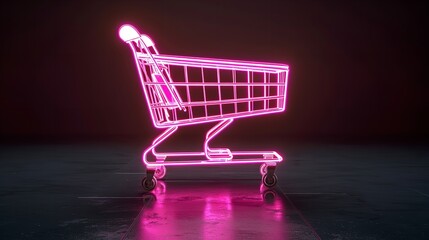 Grocery cart on wheels on a black background.