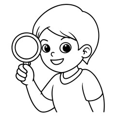 Curious Child with Magnifying Glass Illustration or Child Exploring with Magnifying Glass Vector Art art vector illustration