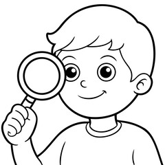 Curious Child with Magnifying Glass Illustration or Child Exploring with Magnifying Glass Vector Art art vector illustration