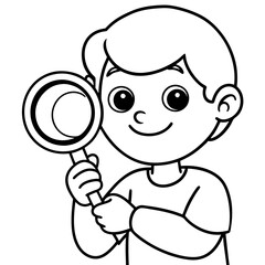 Curious Child with Magnifying Glass Illustration or Child Exploring with Magnifying Glass Vector Art art vector illustration