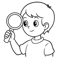 Curious Child with Magnifying Glass Illustration or Child Exploring with Magnifying Glass Vector Art art vector illustration