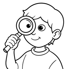 Curious Child with Magnifying Glass Illustration or Child Exploring with Magnifying Glass Vector Art art vector illustration