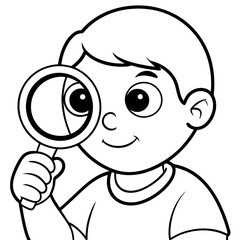 Curious Child with Magnifying Glass Illustration or Child Exploring with Magnifying Glass Vector Art art vector illustration