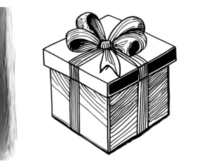 gift box line art style on a white isolated background. Generative AI.