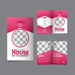 modern house for bi-fold brochure template design.