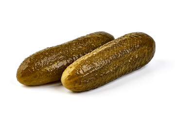 Pickles. Preserved cucumbers, marinated gherkin, isolated on white background.