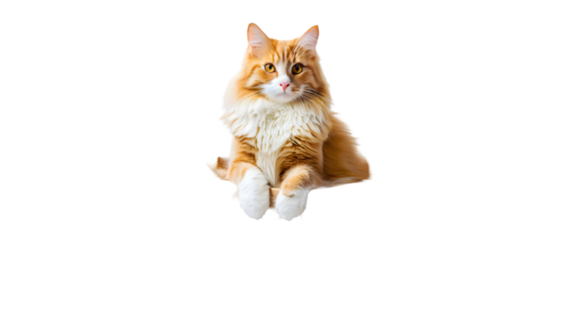 ginger cat in boxes in the home room, moving to a new house on a white isolated background. Generative AI.