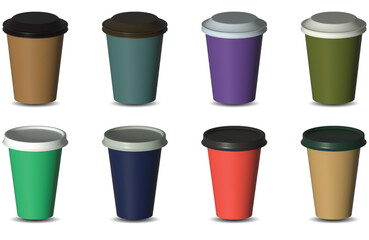 3D Editable paper coffee cup vector set