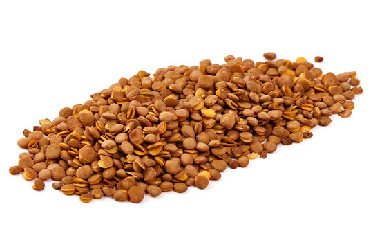 Healthy Lentils, isolated on white background.