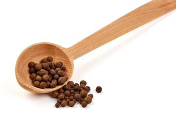 Allspice, isolated on white background. Aromatic allspice.