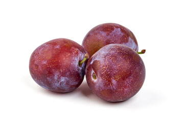 Sweet plums, isolated on white background.
