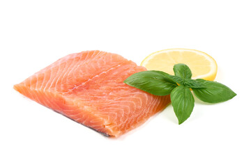 Salmon, fresh salmon fillet isolated on white background.