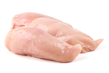 Raw Turkey fillet, isolated on a white background.