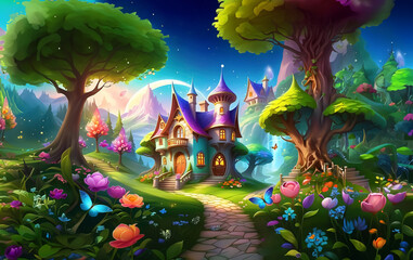 Houses in a fairytale forest.