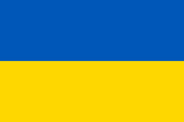The national flag of Ukraine has equal-sized horizontal bands of blue and yellow