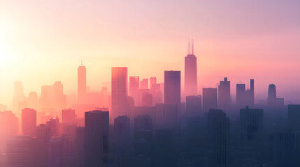 Fototapeta premium Golden Hour City Panorama.