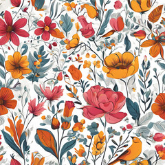 Ilustração de flores e folhas.