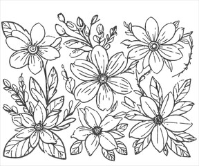 seamless pattern with flowers and leaves
