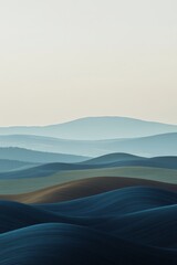 Fototapeta premium Blue and ripe brown dunes, feel the smooth and touch of sand grains, the overall style is a combination of modern abstract art and naturalism, elegant art background. 