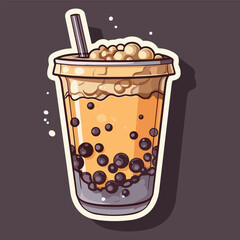 Cartoon style illustration of bubble tea
