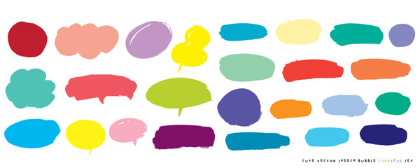 Cute vector speech bubble colorful set,Hand drawn set of speech bubbles with handwritten for book ,card, business, poster design. Vector illustration design for fashion fabrics,cute doodle