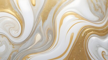 Beautiful White and Pastel Liquid Swirls with Gold Gli