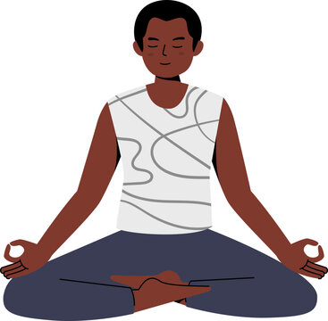 International Yoga Day. Vector Illustration Men Doing Yoga 