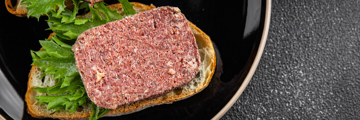 spam meat sandwich fresh meal food snack on the table copy space food background rustic top view