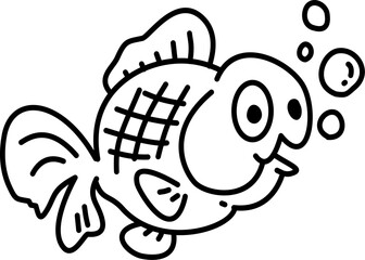 gold fish cartoon doodle