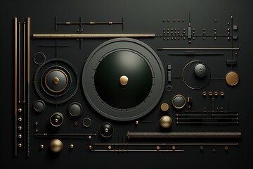 Fototapeta premium Abstract black and gold geometric pattern.