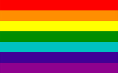 LGBT rainbow flag or pride flag, Striped flag, seven colors (from top to bottom) red, orange, yellow, green, blue, and violet