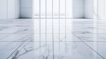 Obraz premium Bright, spacious interior with polished marble flooring and large windows allowing natural light in