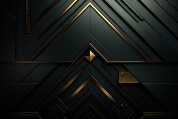 Obraz premium Abstract black and gold geometric pattern background.