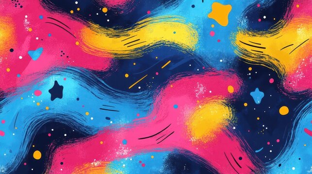 playful doodle pattern with colorful lines and simple shapes cheerful childlike style seamless design vibrant palette minimalist aesthetic fun and energetic