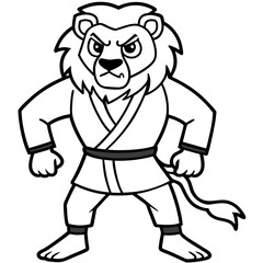 karate lion line art vector illustration
