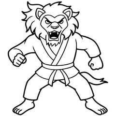Fototapeta premium karate lion line art vector illustration