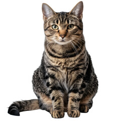 Fototapeta premium [Transparent Background PNG]Tabby Cat Sitting on White Background