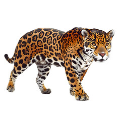 Obraz premium [Transparent Background PNG]Jaguar Walking on White Background