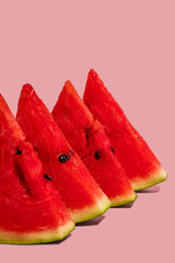 Juicy Watermelon Slices on Pink Background – Fresh Summer Fruit