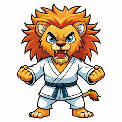 karate lion art vector illustration