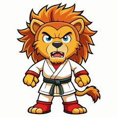 karate lion art vector illustration
