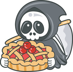 Illustration of cute skull ghost icon.
Funny skull ghost in activities stickers.