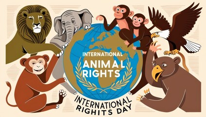 Fototapeta premium A vibrant and striking illustration celebrating International animal right day