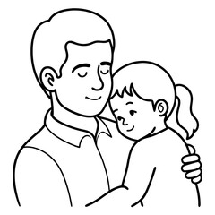 Child's Head Resting on Her Shoulder Vector Illustration, White Background, Quote Father's Day