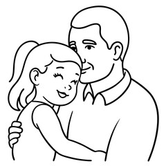 Child's Head Resting on Her Shoulder Vector Illustration, White Background, Quote Father's Day