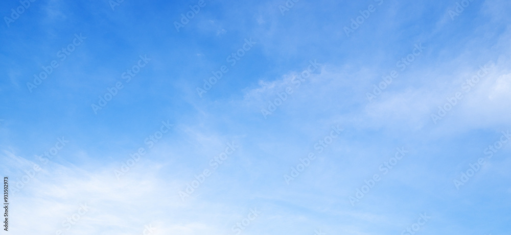 Wall mural nature sky blue background, clear sky cloud, sunny day morning in winter, nature landscape daylight 