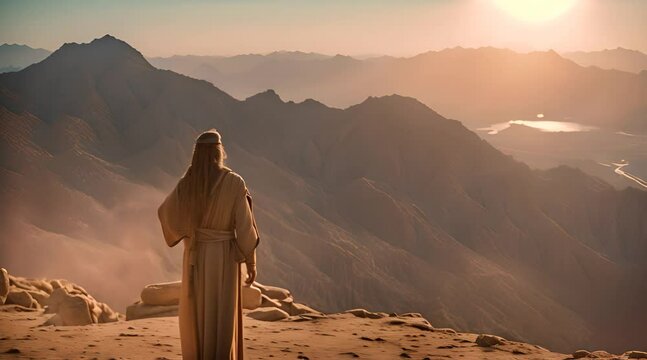Religious Depiction of Moses on Mount Sinai